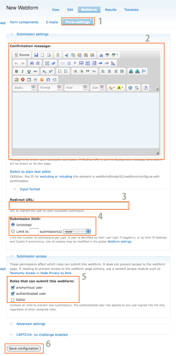 Webform-settings